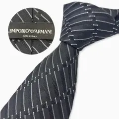 EMPORIO ARMANI シルクネクタイ 幾何学ストライプ ブラックのサムネイル
