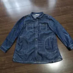 デニム シャツ 長袖 ４ポケット Мサイズ 白ステッチ