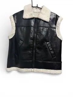 DAZY コート ボルグカラー ノースリーブテディ 裏地あり PUレザー