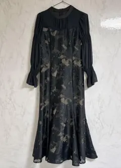 アサクラ　ロングドレス　レース　ネイビー　ロング　マキシ