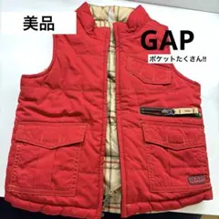 GAP ベスト 赤 男の子 チェック 暖 冬 女の子 服 可愛い 95 レッド