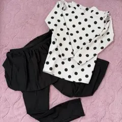 タグに記名あり　水玉模様ラッシュガードとレギンスセット