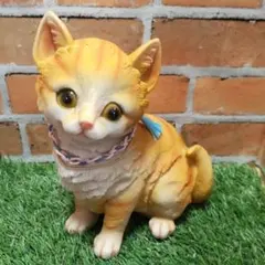 猫の置物　茶トラにゃんこ　ミミさん