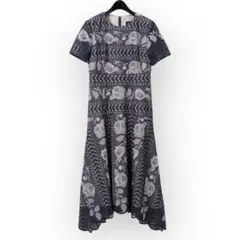 ダイアグラム 刺繍ワンピース グレースコンチネンタル 美品38 ネイビー