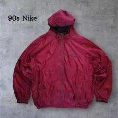 90s Nikeナイロンジャケット 刺繍ロゴ レアカラー フード付き
