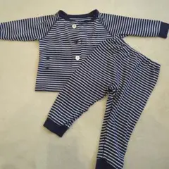 ベビーパジャマ ネイビーと白のストライプ 90-100