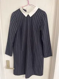 ストライプ　ワンピース　襟付き