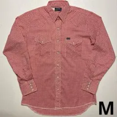 80s 米国製 Wrangler ギンガムチェック ウエスタンシャツ M