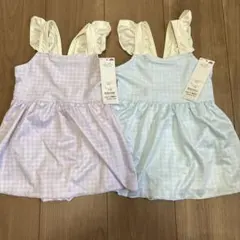 新品タグ付き　女の子　110 双子　ワンピース　水着 紫　水色　2枚セット