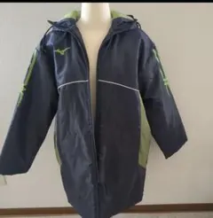 箱根駅伝　ネイビー/グリーン ベンチコート フード付き
