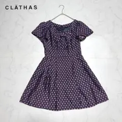 CLATHAS リボン付 ドット ミニワンピース