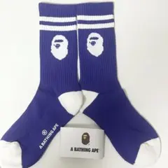 A BATHING APE アベイシングエイプ ボーダー 靴下 パープル 白