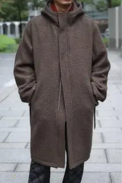 AURALEE ALPACA WOOL MELTON HOODED COAT