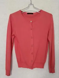 コーラルピンク 長袖カーディガン　薄手