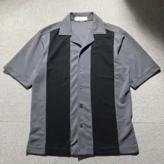 90s 00s ヴィンテージ オープン カラー 半袖 シャツ 無地 モノトーン