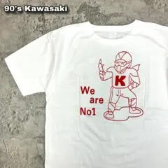 90s Kawasaki カワサキ バイク Tシャツ 古着 バックプリント 白