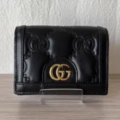 極美品✨GUCCI グッチ GGマーモント マトラッセ 二つ折り財布 ブラック
