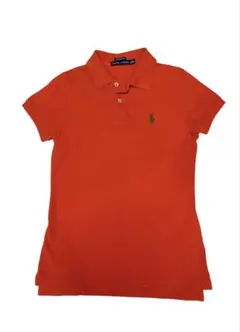 ラルフローレン スキニーポロシャツ オレンジ 緑ポニー刺繍 XS 希少カラー