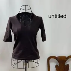 E2612【イタリア製素材ウール美品】アンタイトルVネックウール半袖カットソー