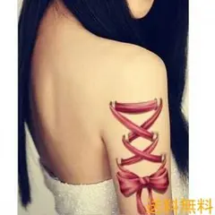 2枚入り★大 ３D タトゥーシール ボディーシール リボン No130人気