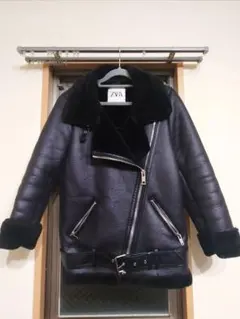 美品 ZARA ダブルライダースジャケット 黒