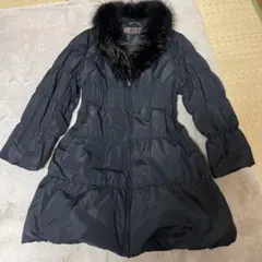 【極美品】BALMAIN ダウンコート ラクーン ロング ブラック L