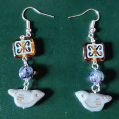 レトロ風ピアス (鳥)