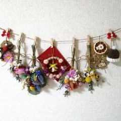 ドライフラワーガーランド Xmas飾り インテリア壁飾り イベント飾り