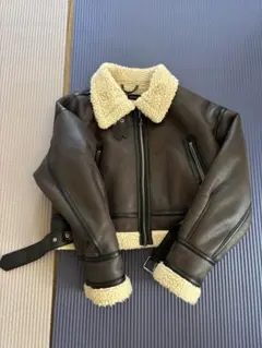 ZARA フェイクレザー ボアジャケット ブラウン Mサイズのサムネイル