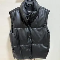 ZARA ブラック ノースリーブダウンベスト M値下げ