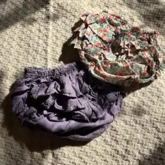 フリル付きパンツ2点セット（紫・花柄）