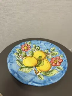 稀少19-20世紀 南フランス 黄釉色絵輪花深皿 23cm 伊丹十三の台所