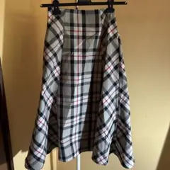 チェック柄 フレアスカート ゴムウエスト