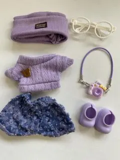 ラブブ服 6点セット 17cmぬいぐるみ用洋服 冬服 紫 パープル おしゃれ