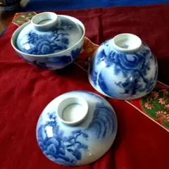 有田焼レトロ古伊万里の蓋付の器セット