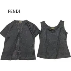 FENDI フェンディ アンサンブル 半袖 ノースリーブ ズッカ柄 M-L 黒のサムネイル