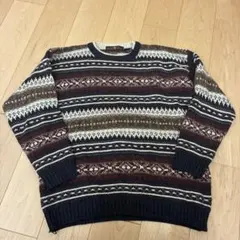 HAGGAR CASUAL 総柄 ニット セーター XL 古着　オーバ