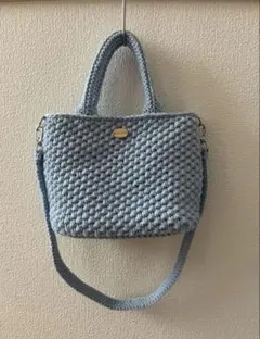 お値下げハンドメイドバッグ　コットンバッグ　水色