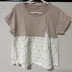 うさぎ柄 ドッキングTシャツ 100cm