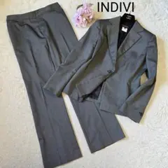 大きいサイズ 美品 INDIVI パンツ スーツ 42 XL ダークグレー