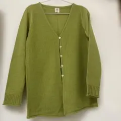 若草色のニットカーディガン ボタンループ5色　おしゃれ Mサイズ