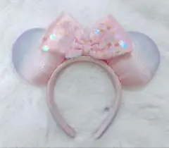 ディズニー ミニー カチューシャ スパンコール ピンク