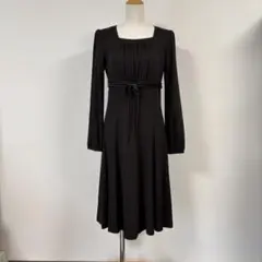 ブラウンスクエアネック フレアーワンピース