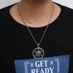 星　丸い ★人気★ネックレス　シルバー　男女兼用　アクセサリー　ストリート