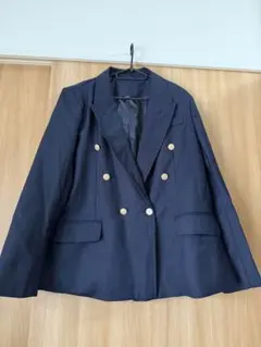ネイビー ダブルブレスト ブレザー XL