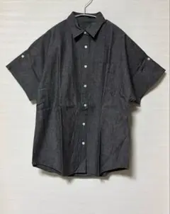 【鎌倉シャツ】 レディース ダークグレー 半袖シャツ 胸ポケット付き M 新品