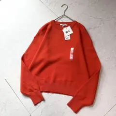 新品 UNIQLO:C スムースコットンクルーネックセーター S オレンジ
