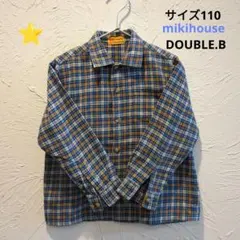 ◎Mikihouse DOUBLE..B チェック長袖シャツ110