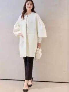 CELFORD セルフォード Aラインスタンドカラーコート 白 38 - メルカリ