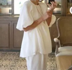 【美品】machatt　マチャットふくれジャガードトップス　ホワイト